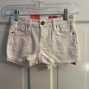 Blank NYC mini Astor white distressed hem shorts size 10